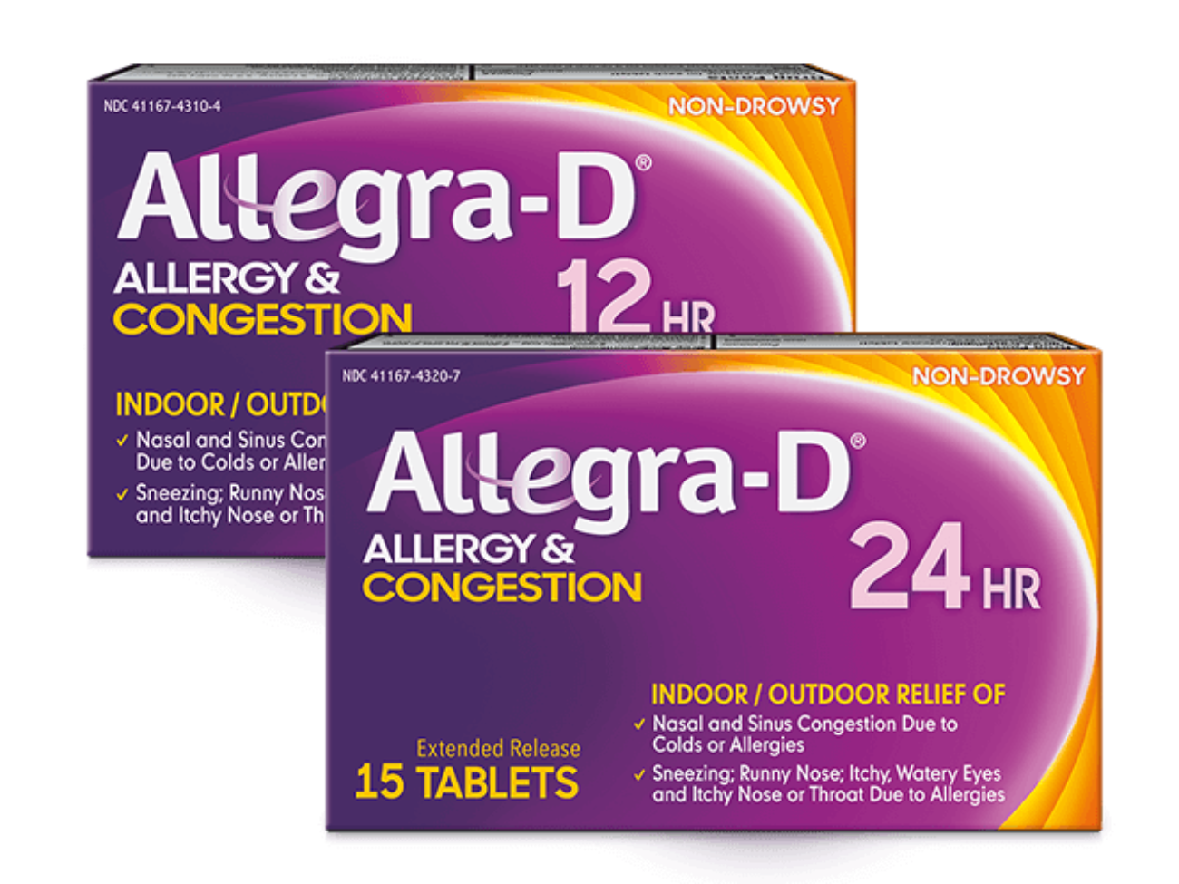 Product shots of Allegra-D® Allergy & Congestion
