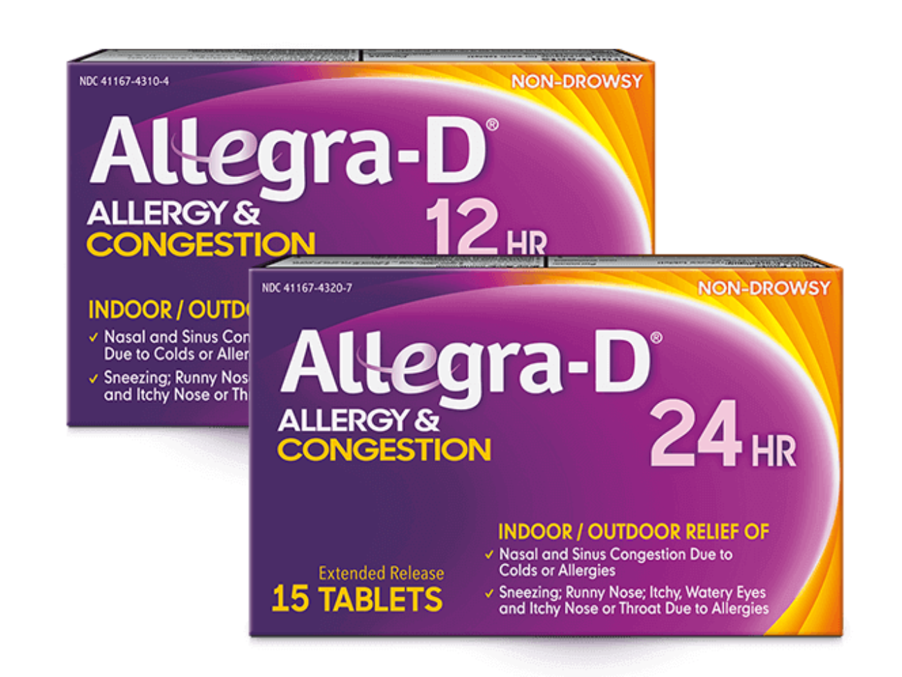 Product shots of Allegra-D® Allergy & Congestion