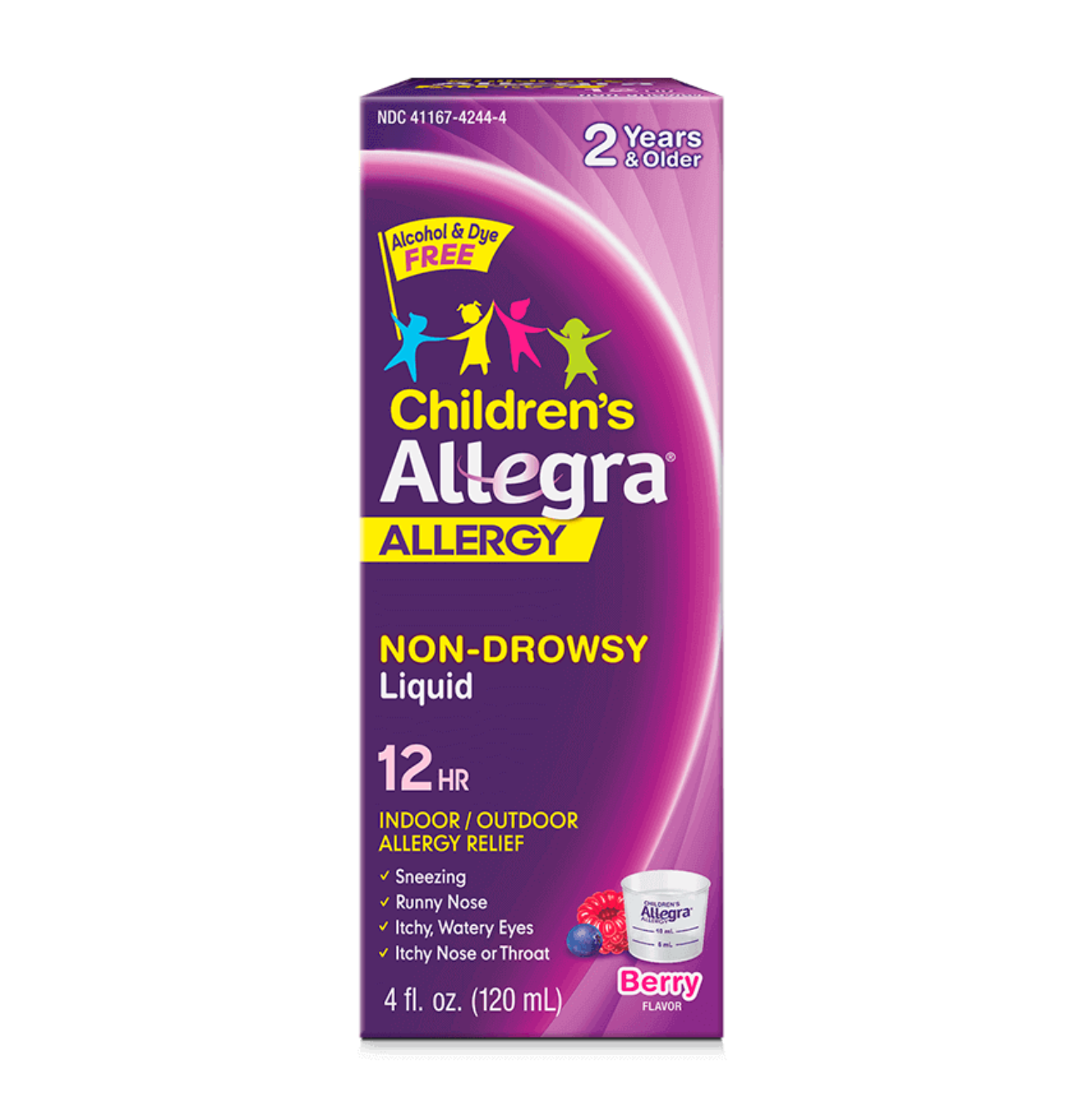Front of Children's Allegra® 12 Hour Berry Liquid Bottle