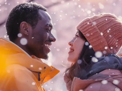 Smiling woman in the snow