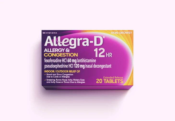 Allegra D 12HR (120mg pse/60 mg fex 12hour ext. release tablets) 10 ct product reference